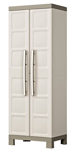 Keter Excellence Utility Cabinet - Multifunctional Resin Storage Cabinet - Adjustable Shelves, Raised Legs - Kitchen, Garage, Workshop, Closet, 68 x 39 x 182 cm, Sand/Earth - Image 13