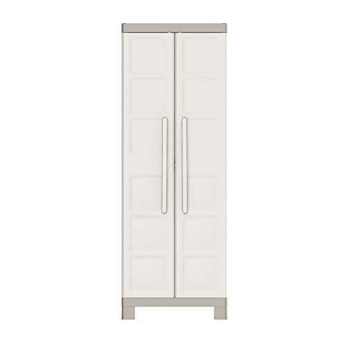 Keter Excellence Utility Cabinet - Multifunctional Resin Storage Cabinet - Adjustable Shelves, Raised Legs - Kitchen, Garage, Workshop, Closet, 68 x 39 x 182 cm, Sand/Earth - Image 16