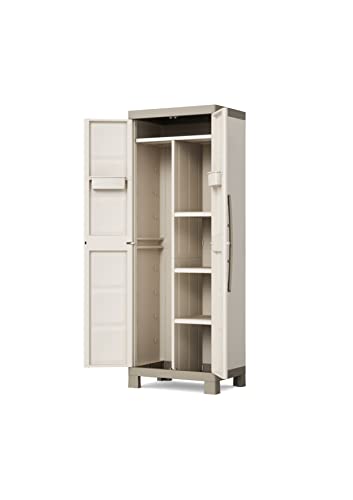 Keter Excellence Utility Cabinet - Multifunctional Resin Storage Cabinet - Adjustable Shelves, Raised Legs - Kitchen, Garage, Workshop, Closet, 68 x 39 x 182 cm, Sand/Earth - Image 18