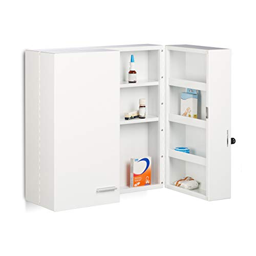 Relaxdays Medicine Cabinet XXL Metal Steel 2 Doors Closable White 11 Compartments HxWxD: 53 x 53 x 20 cm, White - Image 4