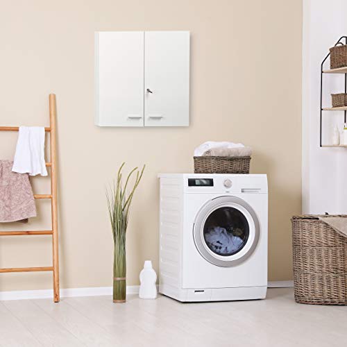 Relaxdays Medicine Cabinet XXL Metal Steel 2 Doors Closable White 11 Compartments HxWxD: 53 x 53 x 20 cm, White - Image 5