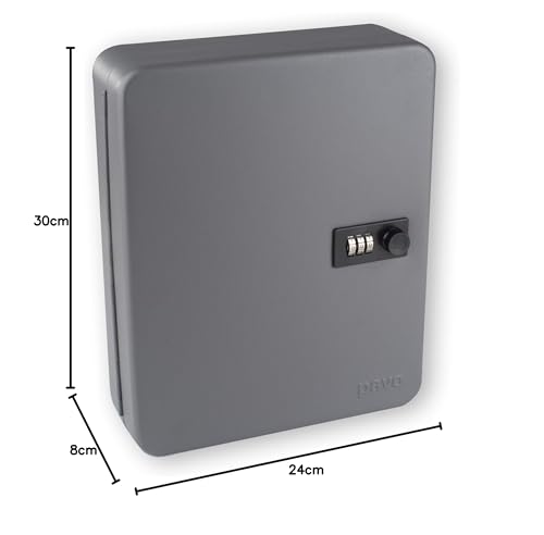 Pavo - Key cabinet with 36 hooks with combination lock, Dimension 8 × 24 × 30 cm, Dark grey, 36 key rings included - 8032815 - Image 4