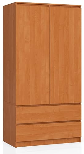 AKORD Wardrobe with 2 Doors | Bedroom Wardrobe with 2 Drawers with Shelves and a Rod | L90 x H180 x D51 cm | Laminate Panel 16 mm | Wardrobe without Wardrobe Bedroom | Dressing Room Storage Cupboard - Image 6