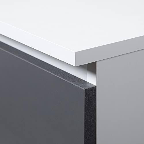 AKORD Wardrobe with 2 Doors | Bedroom Wardrobe with 2 Drawers with Shelves and a Rod | 90 x 180 x 51 cm | Wardrobe without Wardrobe Bedroom | Wardrobe Storage Cupboard | White & Graphite Grey Front - Image 11