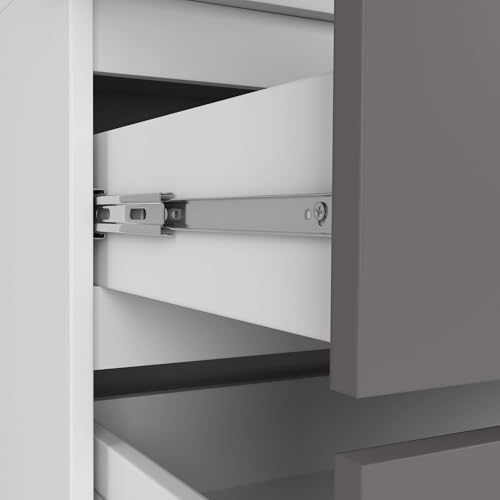AKORD Wardrobe with 2 Doors | Bedroom Wardrobe with 2 Drawers with Shelves and a Rod | 90 x 180 x 51 cm | Wardrobe without Wardrobe Bedroom | Wardrobe Storage Cupboard | White & Graphite Grey Front - Image 12
