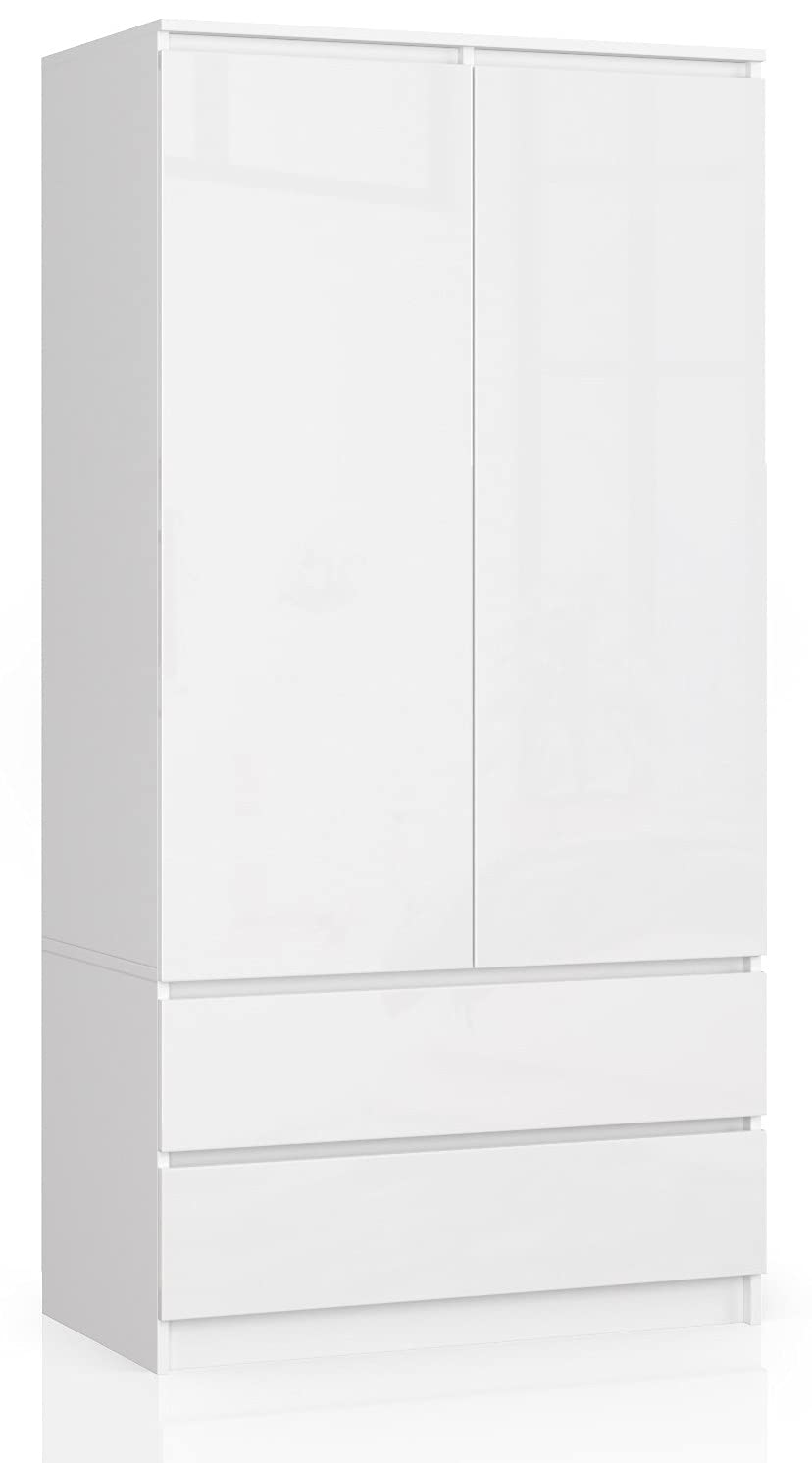 AKORD Wardrobe with 2 Doors | Bedroom Wardrobe with 2 Drawers with Shelves and a Rod | L90 x H180 x D51 cm | Laminate Panel 16 mm | Wardrobe without Wardrobe Bedroom | Dressing Room Storage Cupboard - Image 6