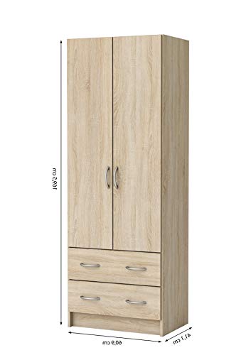 Demeyere Adult Bedroom Wardrobe Dual Laundry 61 x 169 x 41 cm – Dressing Room – Storage Drawer 55 x 11 x 31 cm – Made in France, Brushed Oak - Image 10