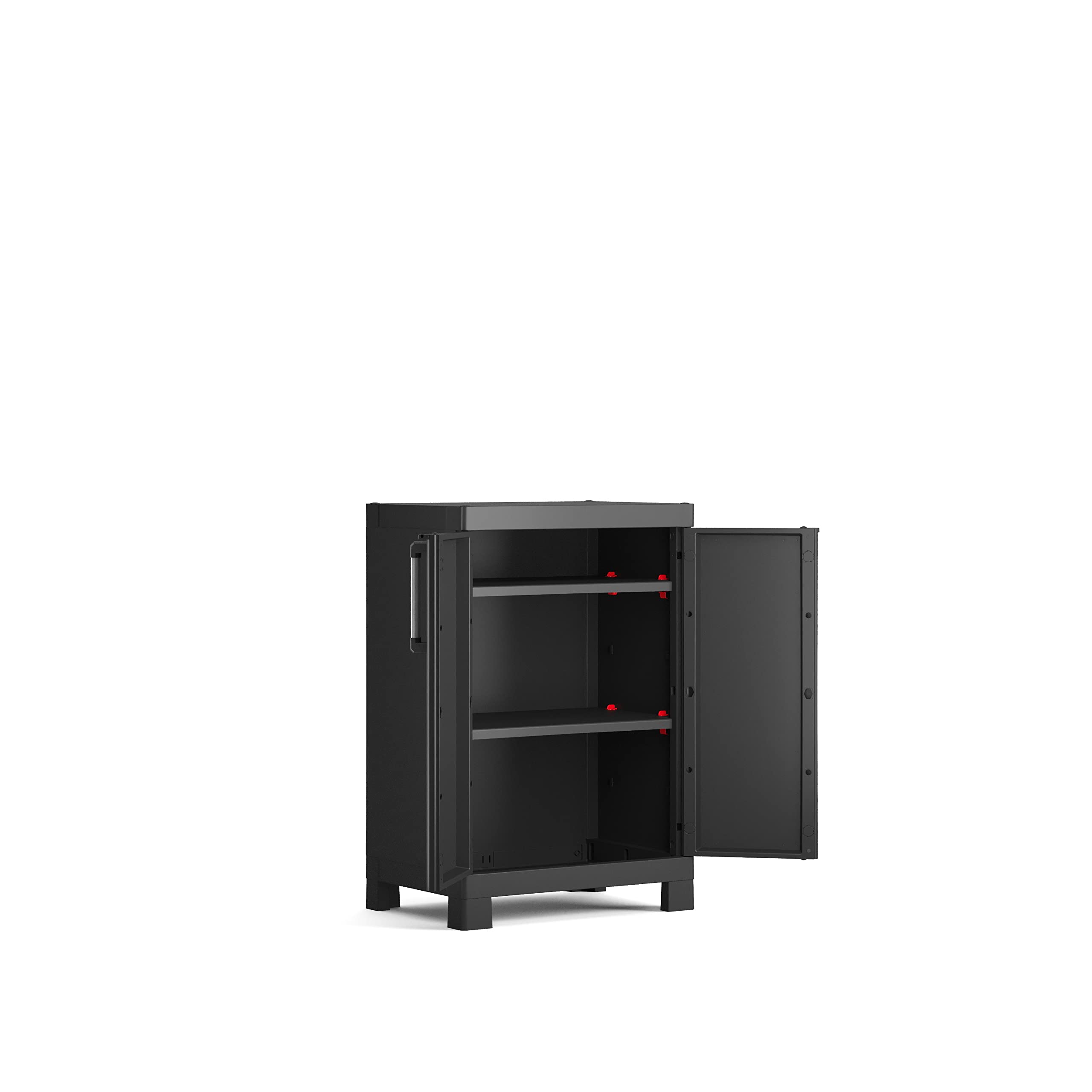 Keter Bas Noir Detroit Resin Adjustable 2 Shelf Cabinet 65 x 45 x 97 cm Ecommerce Pack - Image 3