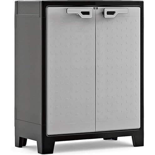 Keter Bas Noir Detroit Resin Adjustable 2 Shelf Cabinet 65 x 45 x 97 cm Ecommerce Pack - Image 5