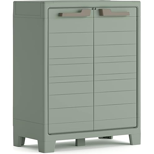 Keter Bas Noir Detroit Resin Adjustable 2 Shelf Cabinet 65 x 45 x 97 cm Ecommerce Pack - Image 6