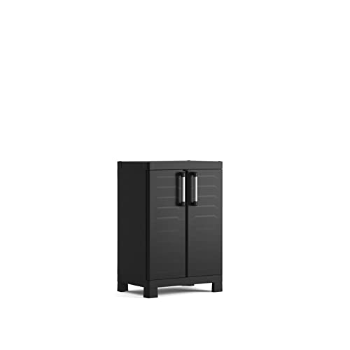 Keter Bas Noir Detroit Resin Adjustable 2 Shelf Cabinet 65 x 45 x 97 cm Ecommerce Pack - Image 9