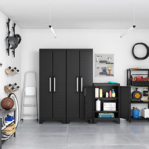 Keter Bas Noir Detroit Resin Adjustable 2 Shelf Cabinet 65 x 45 x 97 cm Ecommerce Pack - Image 10