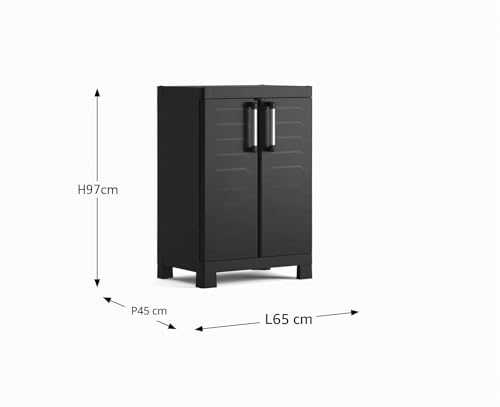 Keter Bas Noir Detroit Resin Adjustable 2 Shelf Cabinet 65 x 45 x 97 cm Ecommerce Pack - Image 11