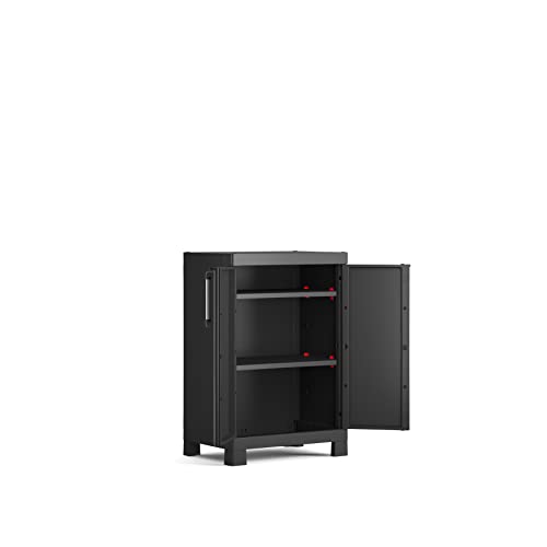 Keter Bas Noir Detroit Resin Adjustable 2 Shelf Cabinet 65 x 45 x 97 cm Ecommerce Pack - Image 12