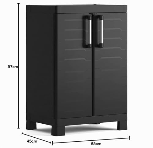 Keter Bas Noir Detroit Resin Adjustable 2 Shelf Cabinet 65 x 45 x 97 cm Ecommerce Pack - Image 15