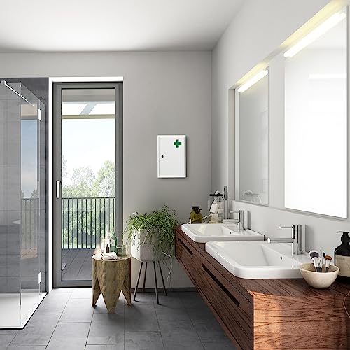 Relaxdays Medicine Cabinet, Lockable, 2 Levels, Steel, HxWxD: 32x21.5x8cm, for Medicine, Hanging, White - Image 7