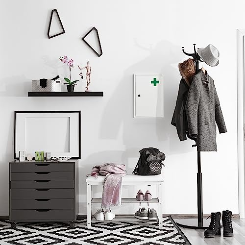 Relaxdays Medicine Cabinet, Lockable, 2 Levels, Steel, HxWxD: 32x21.5x8cm, for Medicine, Hanging, White - Image 11