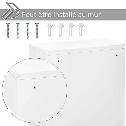 kleankin Medicine Cabinet 2 Shelves 3 Levels Lockable Dim. 40L x 18W x 60H cm 2 Keys Metal White - Image 9