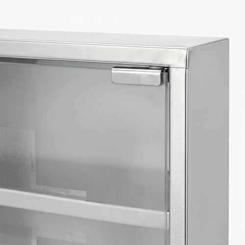 Relaxdays Emergency Medicine Cabinet Stainless Steel Glass Door Storage H x W x D: 30 x 30 12 cm Modern Remedies Bathroom Grey - Image 13