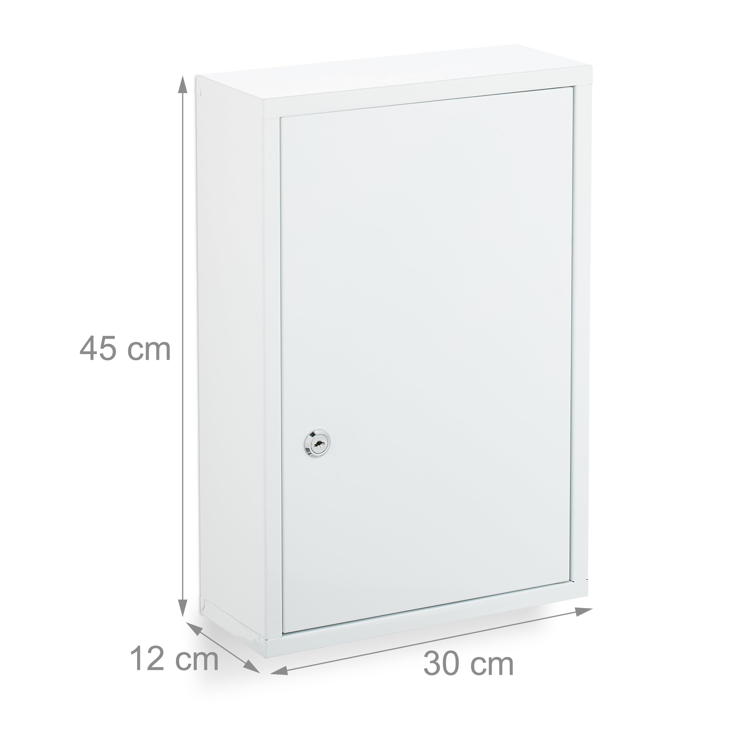 Relaxdays Medicine Cabinet, Wall Mounted, Steel, 3 Practical Compartments, H x W x D: 45 x 30 x 12 cm, White - Image 1