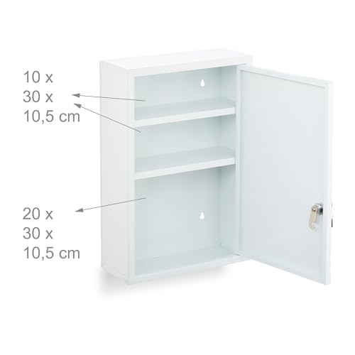 Relaxdays Medicine Cabinet, Wall Mounted, Steel, 3 Practical Compartments, H x W x D: 45 x 30 x 12 cm, White - Image 9