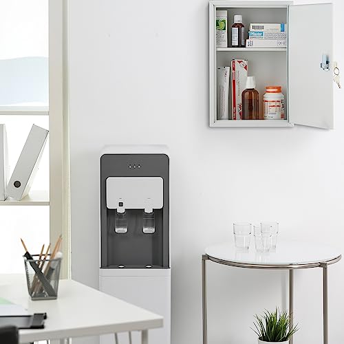Relaxdays Medicine Cabinet, Lockable, 2 Levels, Steel, HxWxD: 32x21.5x9.5cm, Medicine Storage, White - Green - Image 8