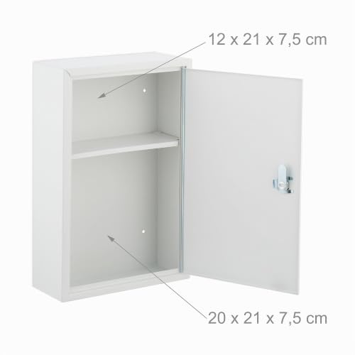 Relaxdays Medicine Cabinet, Lockable, 2 Levels, Steel, HxWxD: 32x21.5x9.5cm, Medicine Storage, White - Green - Image 11