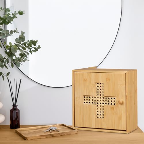 Relaxdays Medicine Cabinet with 2 Compartments, Decorative Cross, Height x Width x Depth: Approx. 28 x 28 x 16 cm, Natural - Image 10