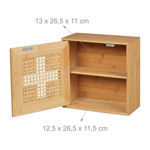 Relaxdays Medicine Cabinet with 2 Compartments, Decorative Cross, Height x Width x Depth: Approx. 28 x 28 x 16 cm, Natural - Image 11
