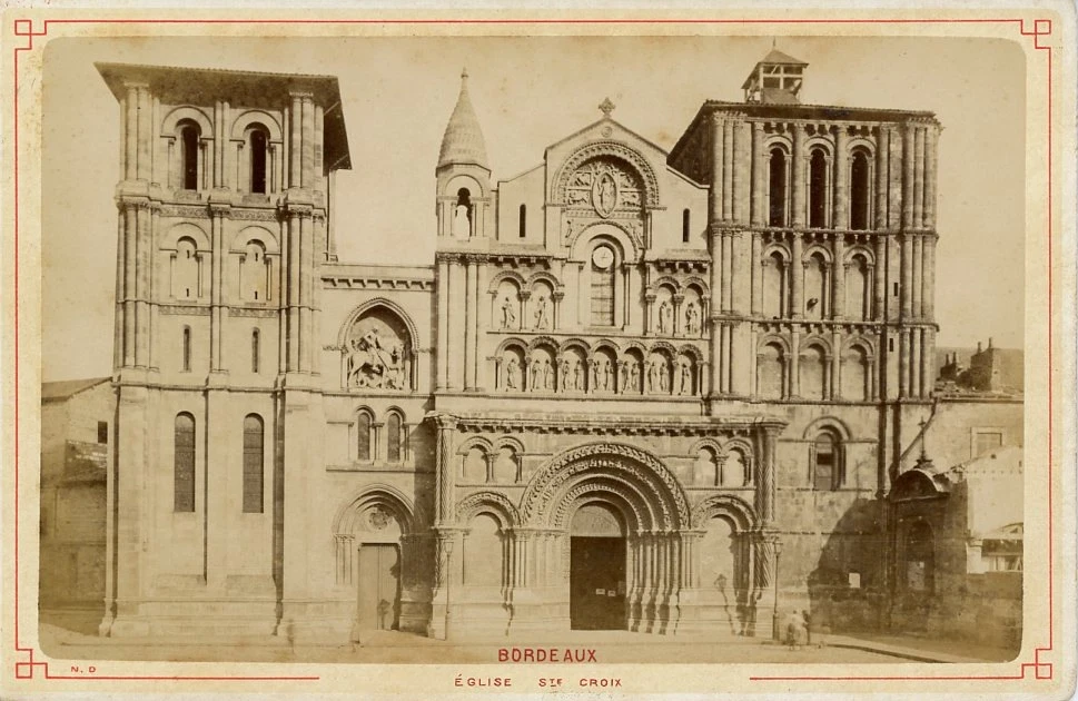 France Gironde Bordeaux Eglise Sainte-Croix Vintage Print Carte Cabinet. Tirag - Image 1