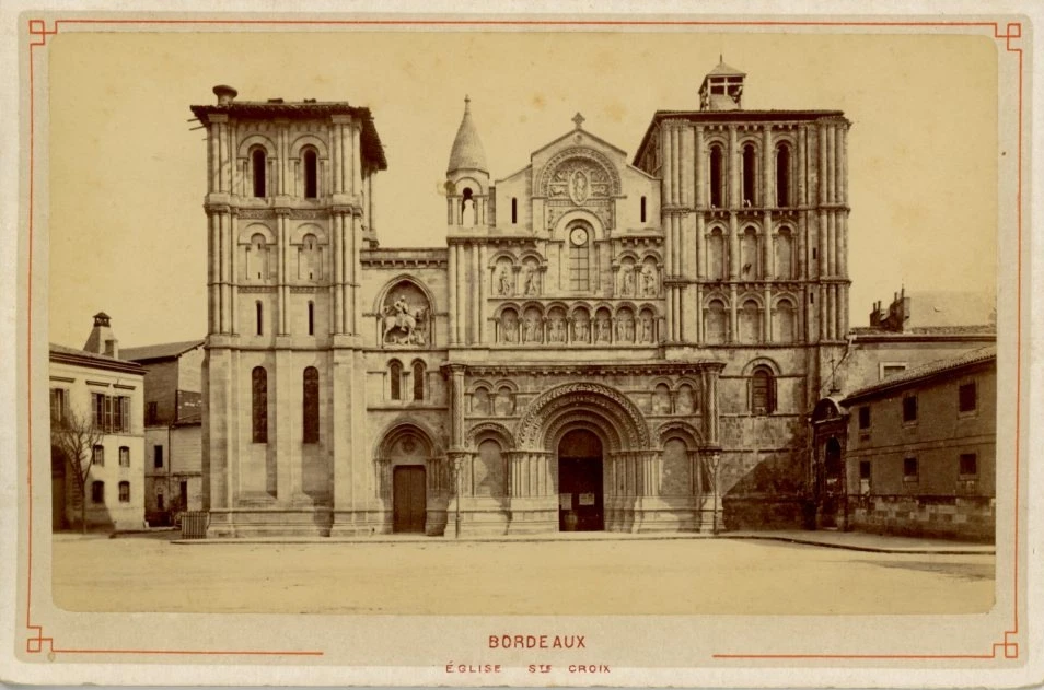 France, Bordeaux, Eglise St. Croix vintage albumen print, carte cabinet Tirage - Image 1