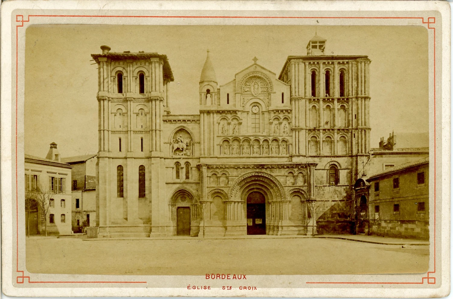 Bordeaux, Eglise Ste Croix  Vintage albumen print. Carte cabinet.  Tirage albu - Image 1
