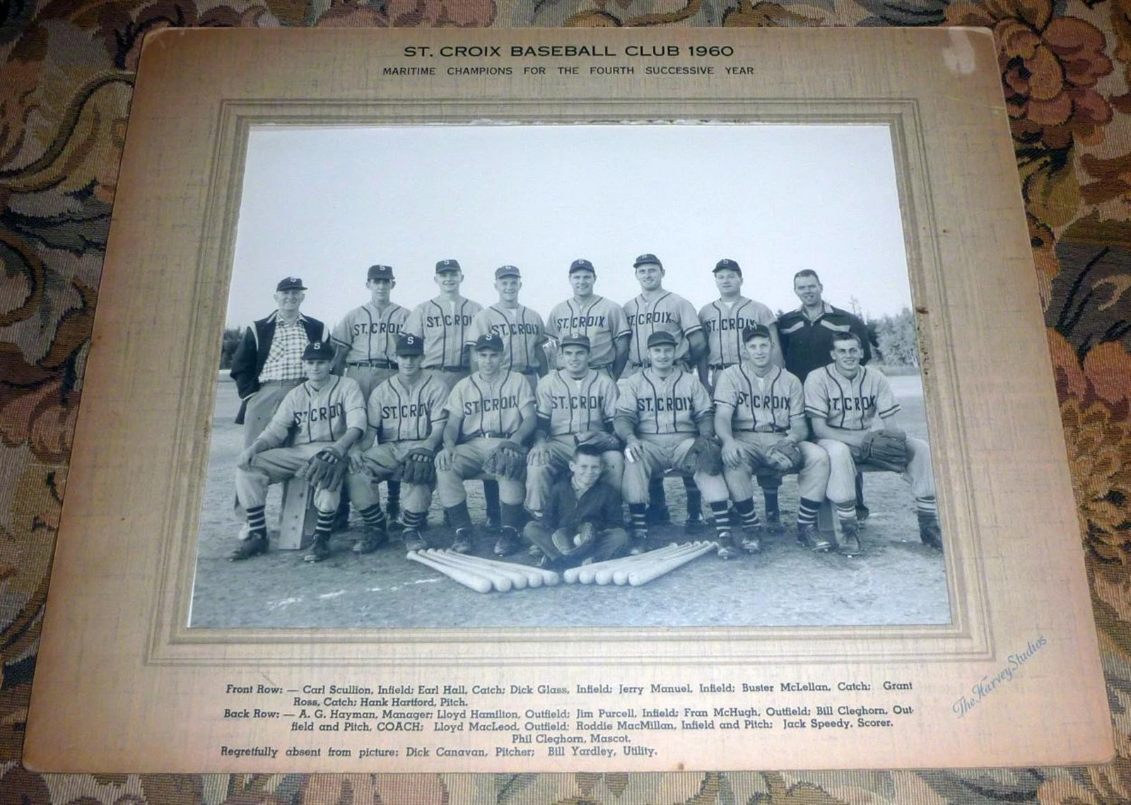 Photo champion des maritimes 1960 équipe de baseball Sainte Croix - St. Stephen, NB Canada - Image 1