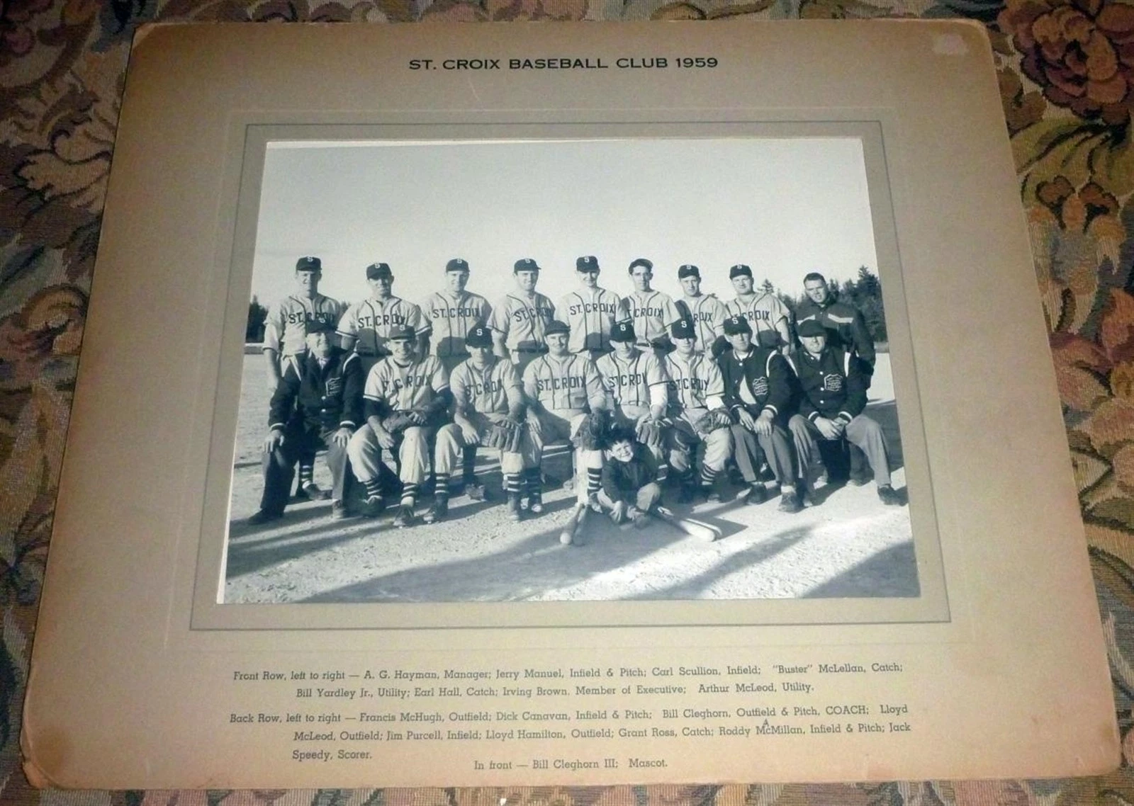 Photo champion des maritimes 1959 équipe de baseball Sainte Croix - St. Stephen, NB Canada - Image 1