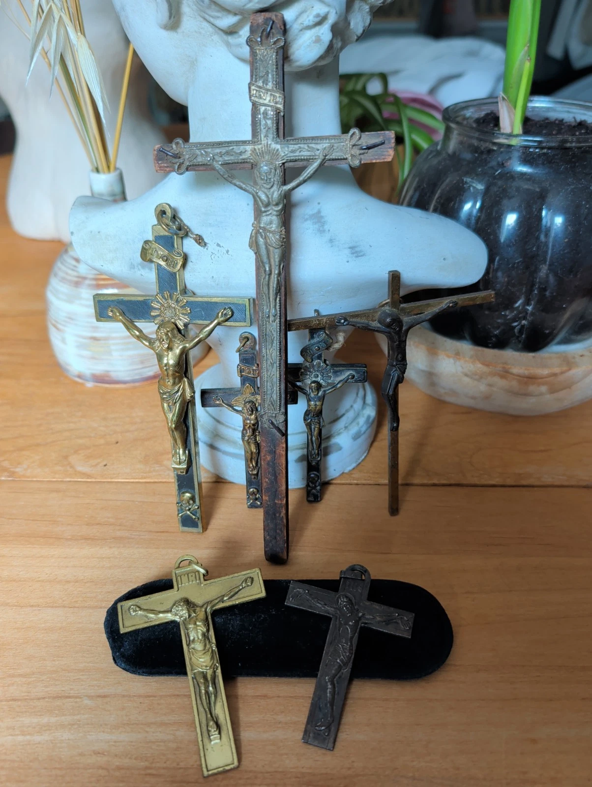 Lot 7 Anciens Crucifix Croix Memento Mori Crâne Golgotha - Bronze Napoléon lll - Image 2