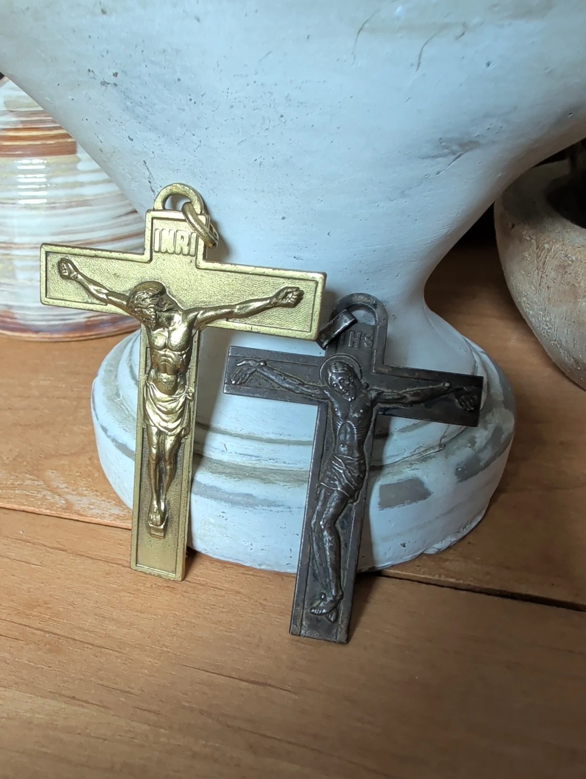Lot 7 Anciens Crucifix Croix Memento Mori Crâne Golgotha - Bronze Napoléon lll - Image 14