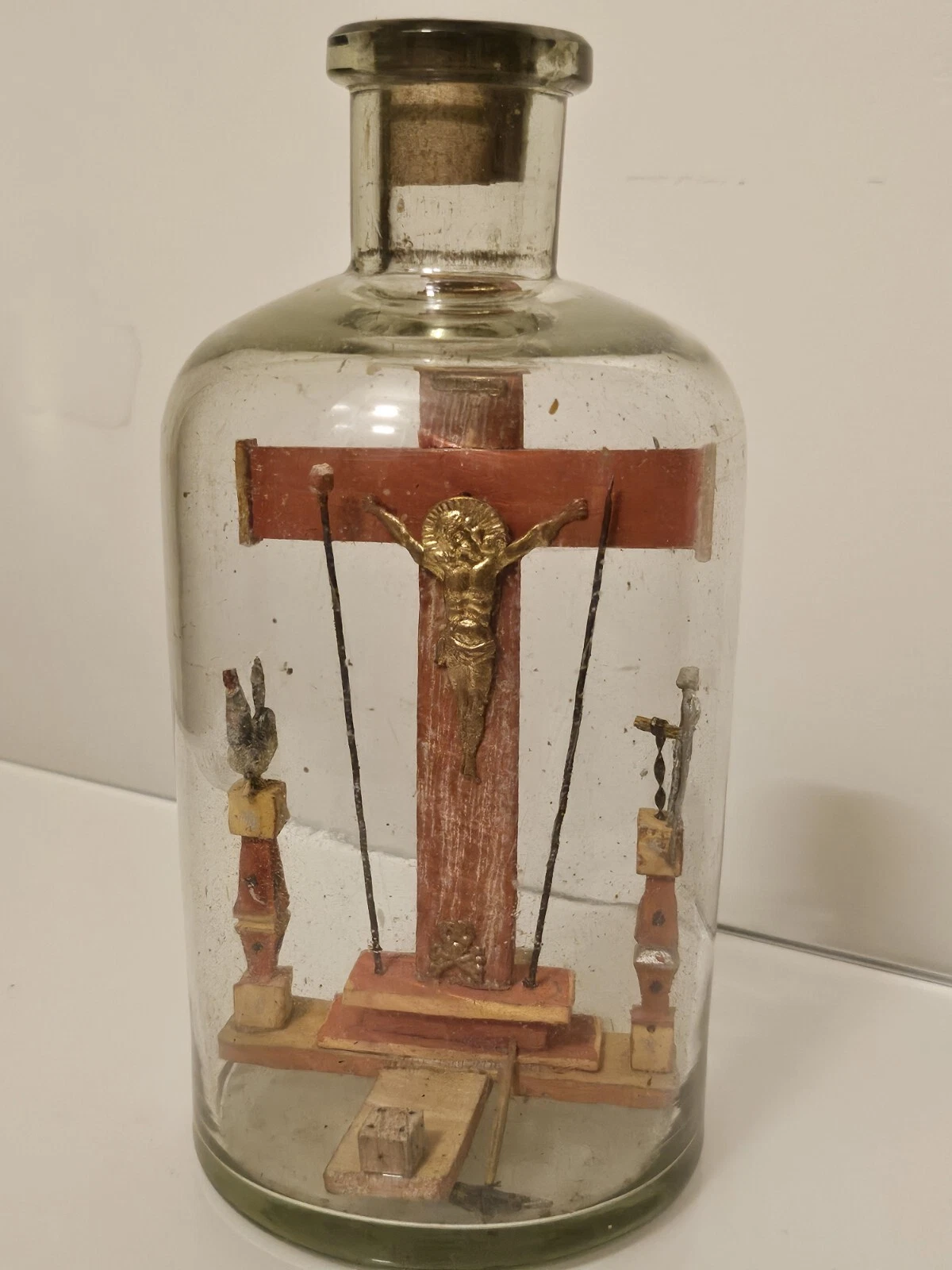 Grande bouteille Passion Christ croix crucifix échelle Art Populaire... - Image 18
