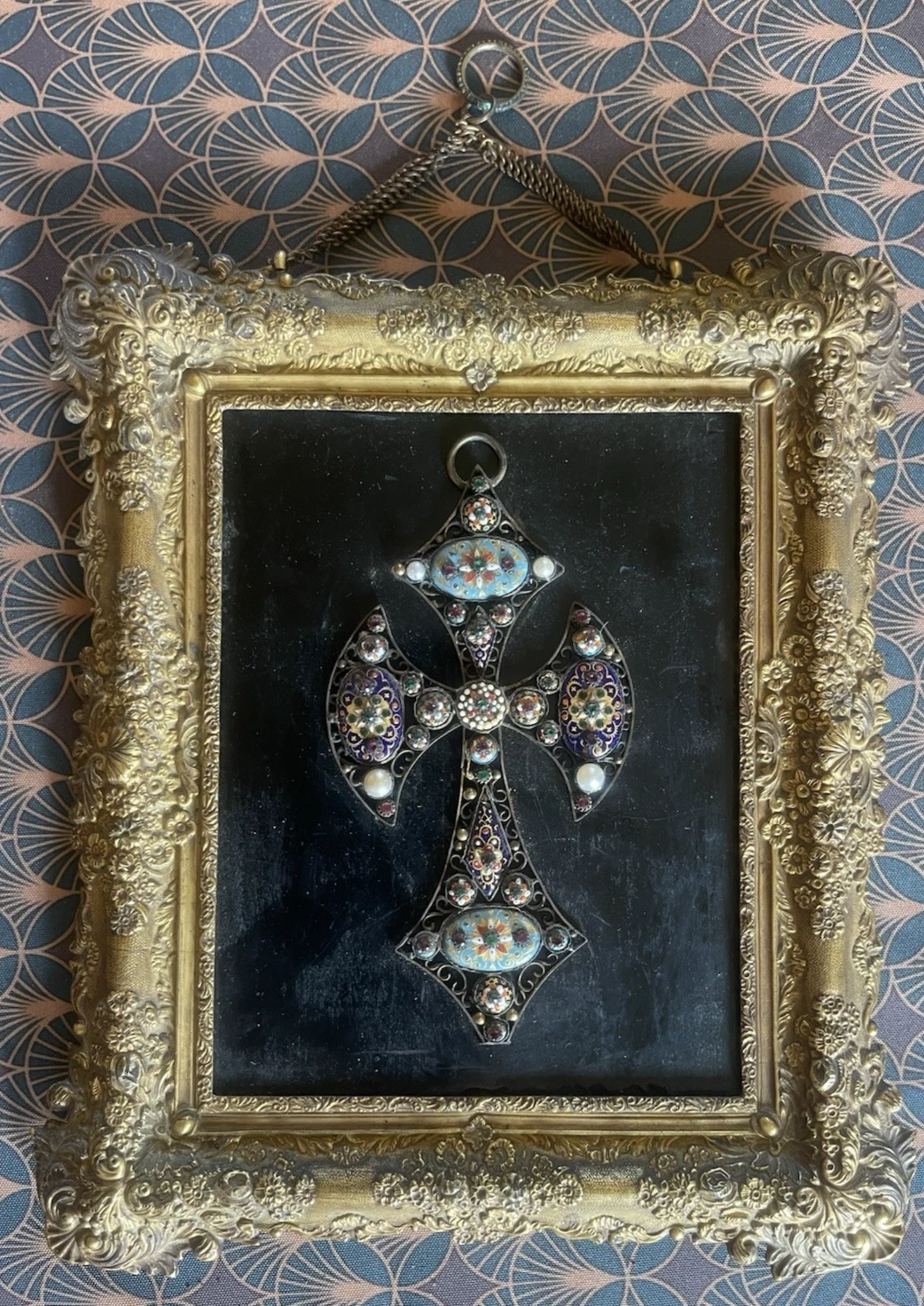 Croix bressanne en argent émaillé – Encadrée - Napoléon III – Fin XIXe siècle - Image 1