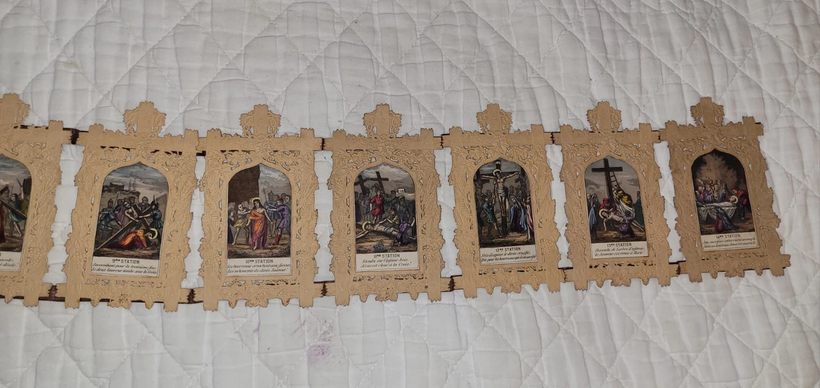 Rare ancien Chemin de Croix de voyage 14 Stations Editeur Aubry Parts - Image 3