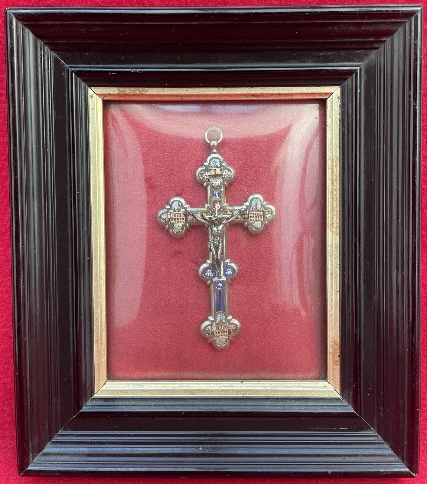 Croix Souvenir de Pèlerinage à Rome Émaillée Encadrée – Basilique Vatican - Image 1