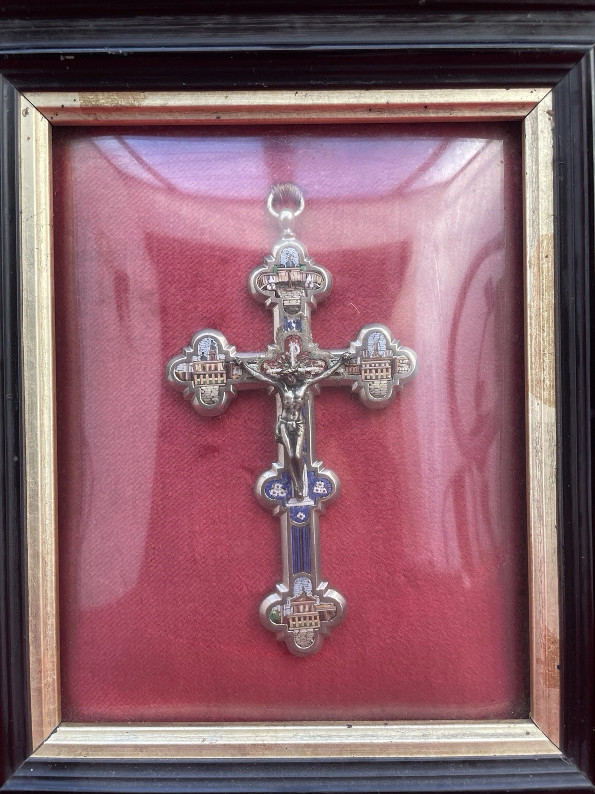 Croix Souvenir de Pèlerinage à Rome Émaillée Encadrée – Basilique Vatican - Image 2