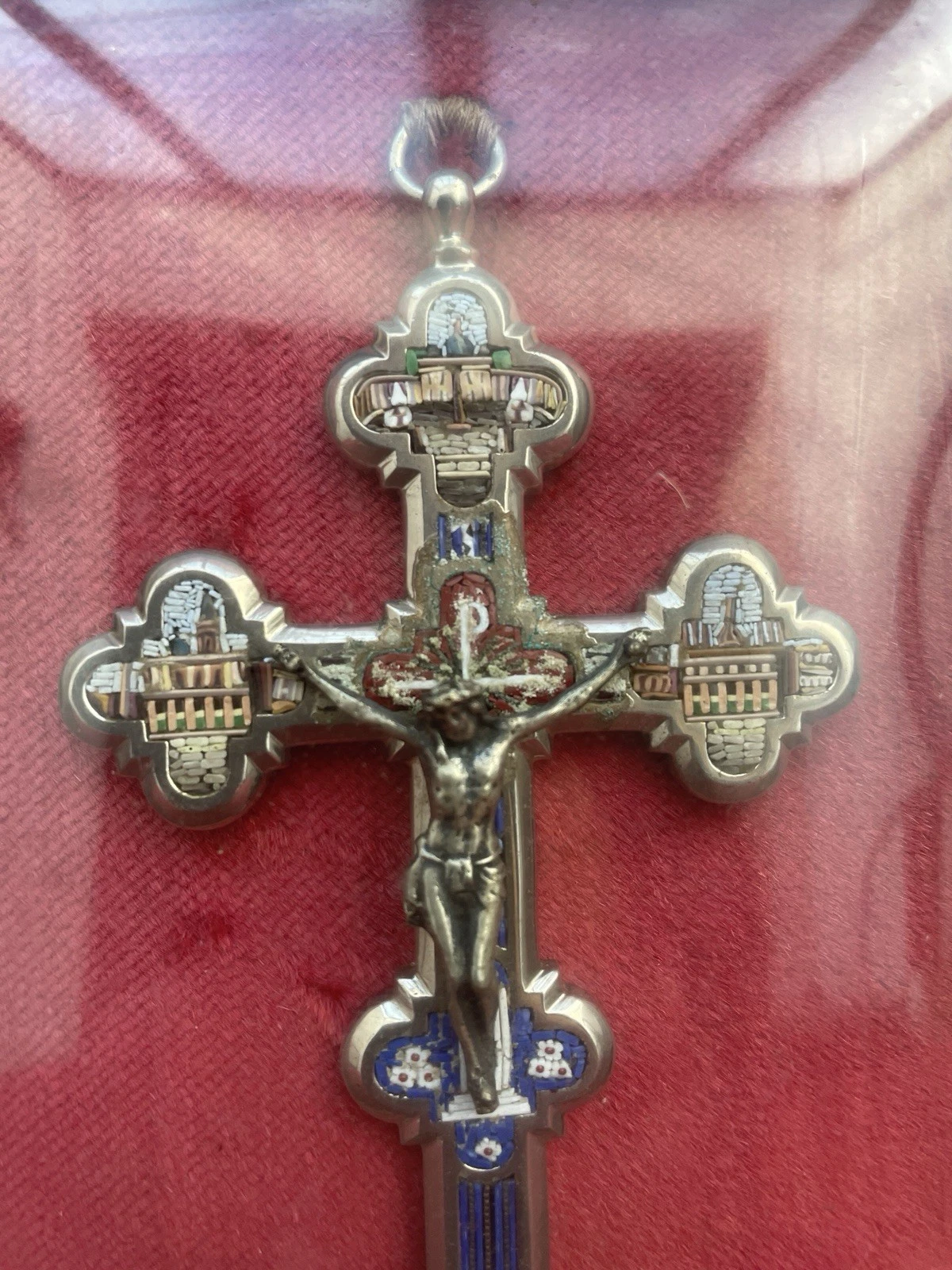 Croix Souvenir de Pèlerinage à Rome Émaillée Encadrée – Basilique Vatican - Image 3