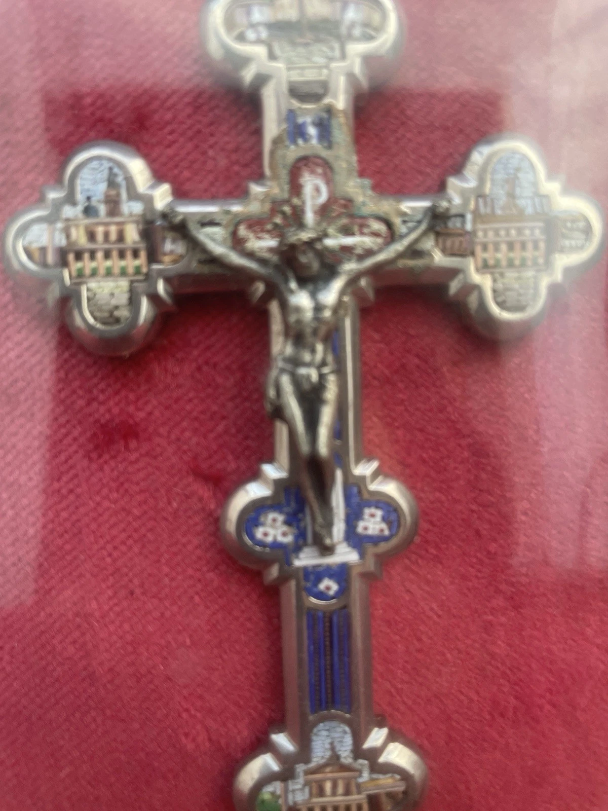Croix Souvenir de Pèlerinage à Rome Émaillée Encadrée – Basilique Vatican - Image 4