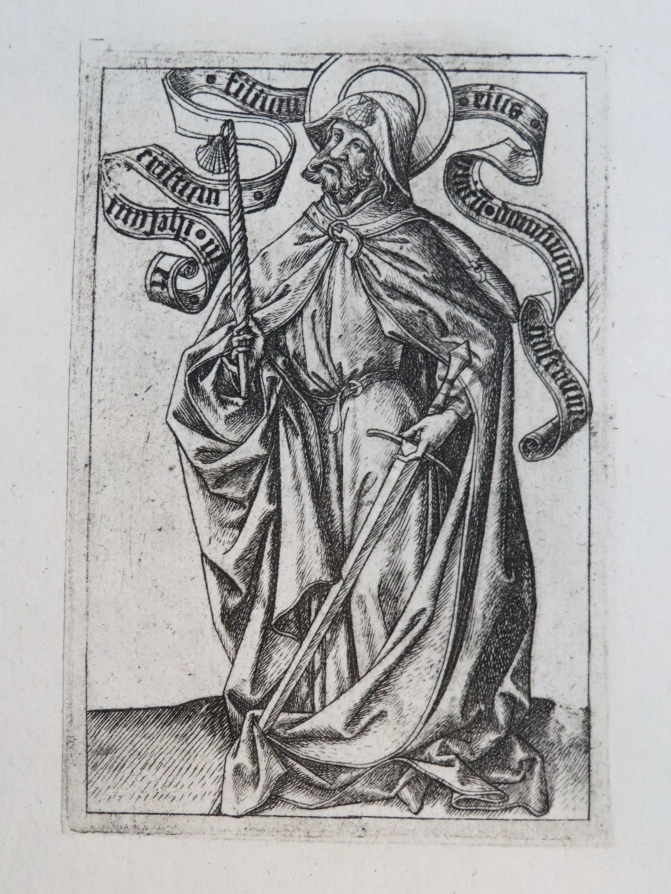 Maitre ES 1420–1468 GRAVURE APOTRE SAINT JACQUES GOTHIQUE ALLEMAGNE MOYEN AGE - Image 1