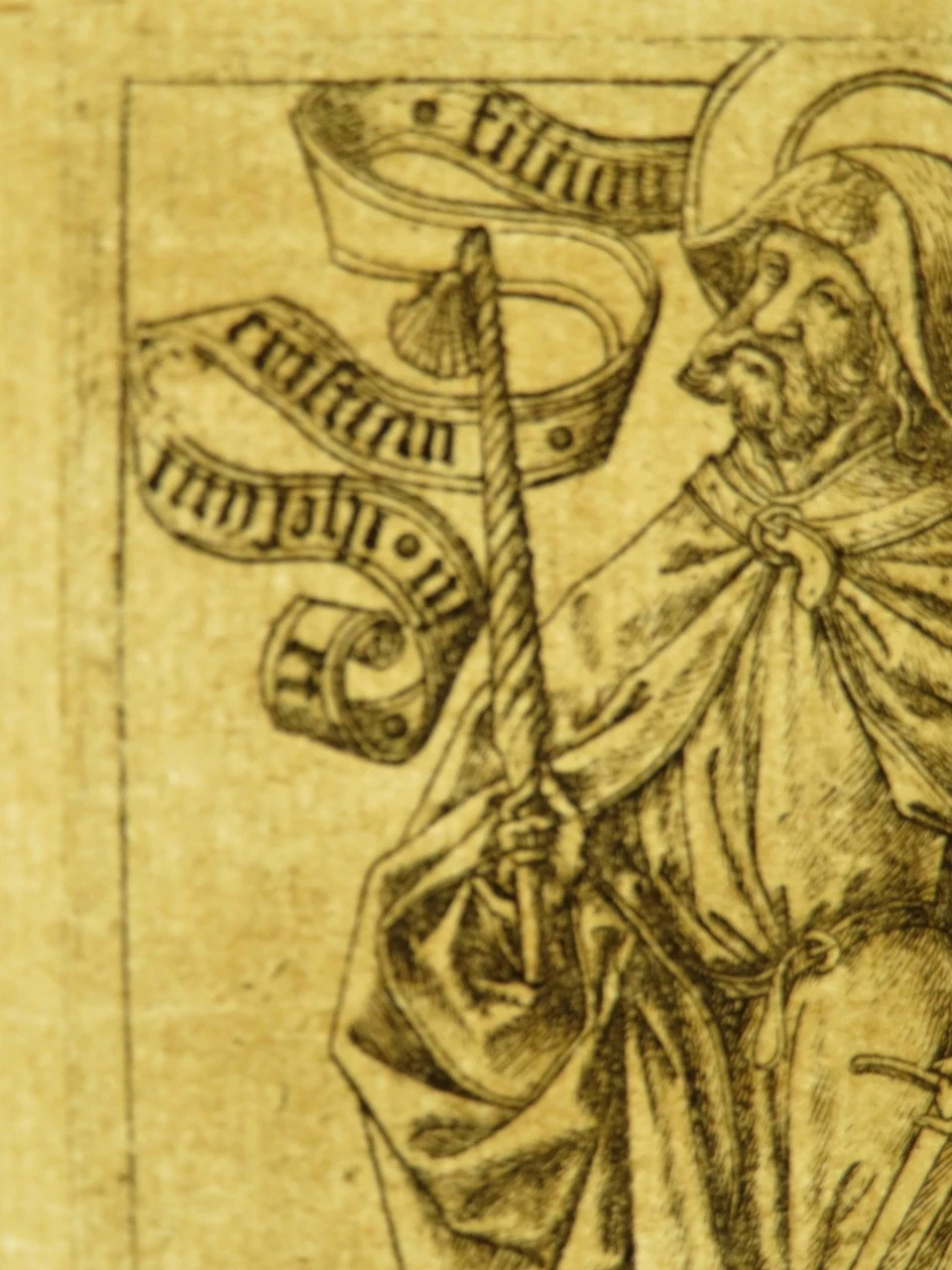 Maitre ES 1420–1468 GRAVURE APOTRE SAINT JACQUES GOTHIQUE ALLEMAGNE MOYEN AGE - Image 3