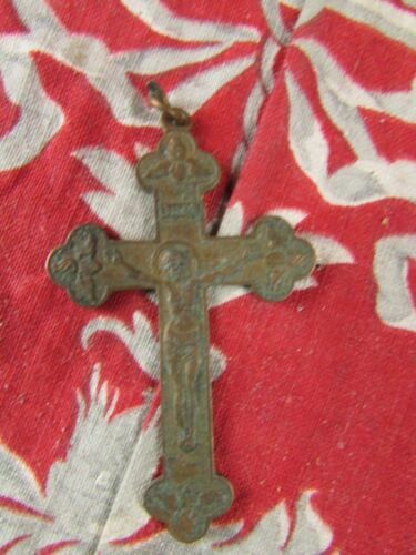 Ancien Crucifix d'Autel Bois doré et Étain - Image 12