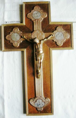 Lot 5 Croix Crucifix Anciens Laiton Bronze Vintage Dévotion France 7,5cm - Image 5