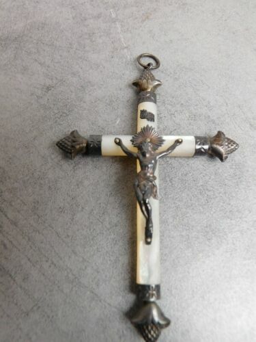 Lot 5 Croix Crucifix Anciens Laiton Bronze Vintage Dévotion France 7,5cm - Image 7