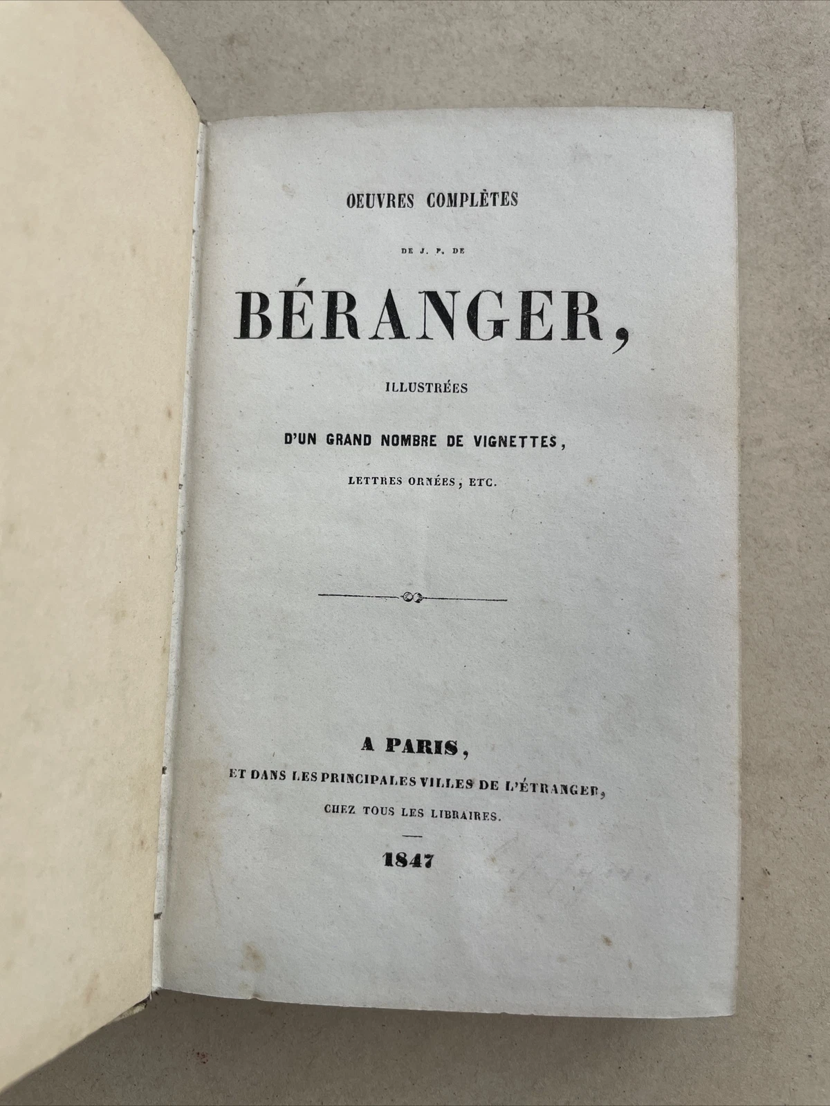 Oevres Complète Beranger Illustrées Grand Nombre de Vignettes Paris 1847 - Image 2