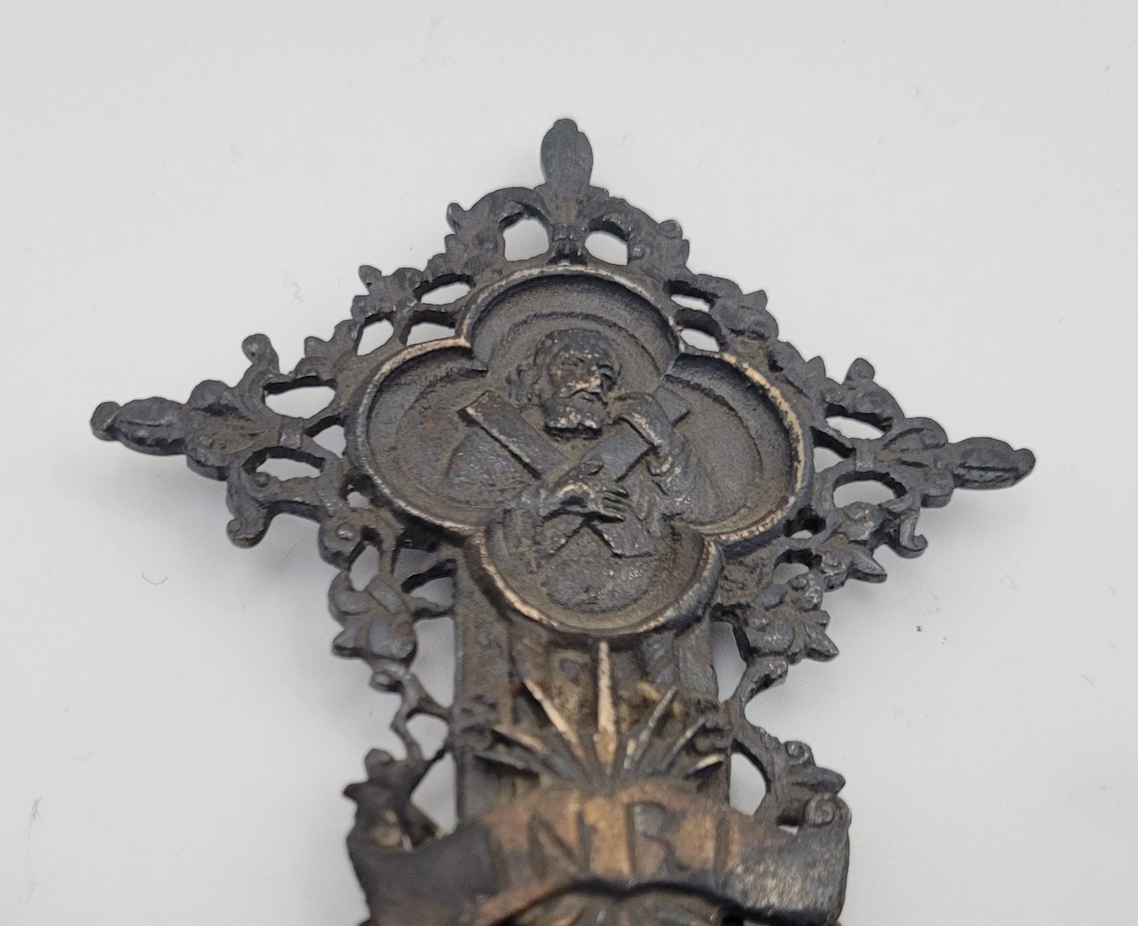 Ancienne Croix, Crucifix, Christ, orfèvrerie religieuse Argent Massif 156g 21cm - Image 6